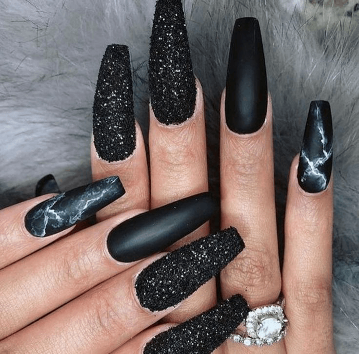 ✨How Nude Black Nail Designs with Diamonds Became My Personal Signature